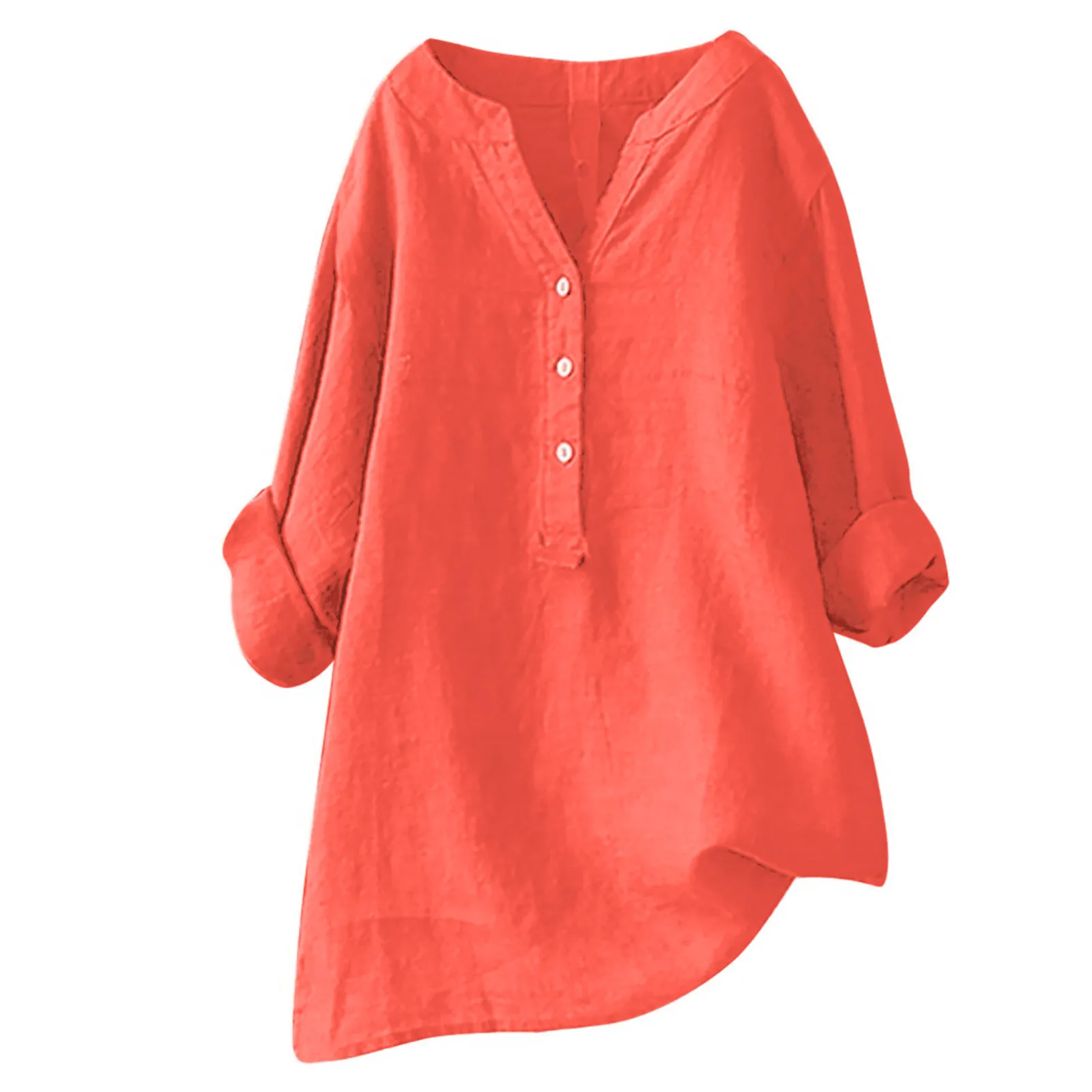 Women Linen Blouse Long Sleeve Casual Solid Color Oversize Buttons Tops And Blouses Tunics Clothes Summer 2024 Fashion Top