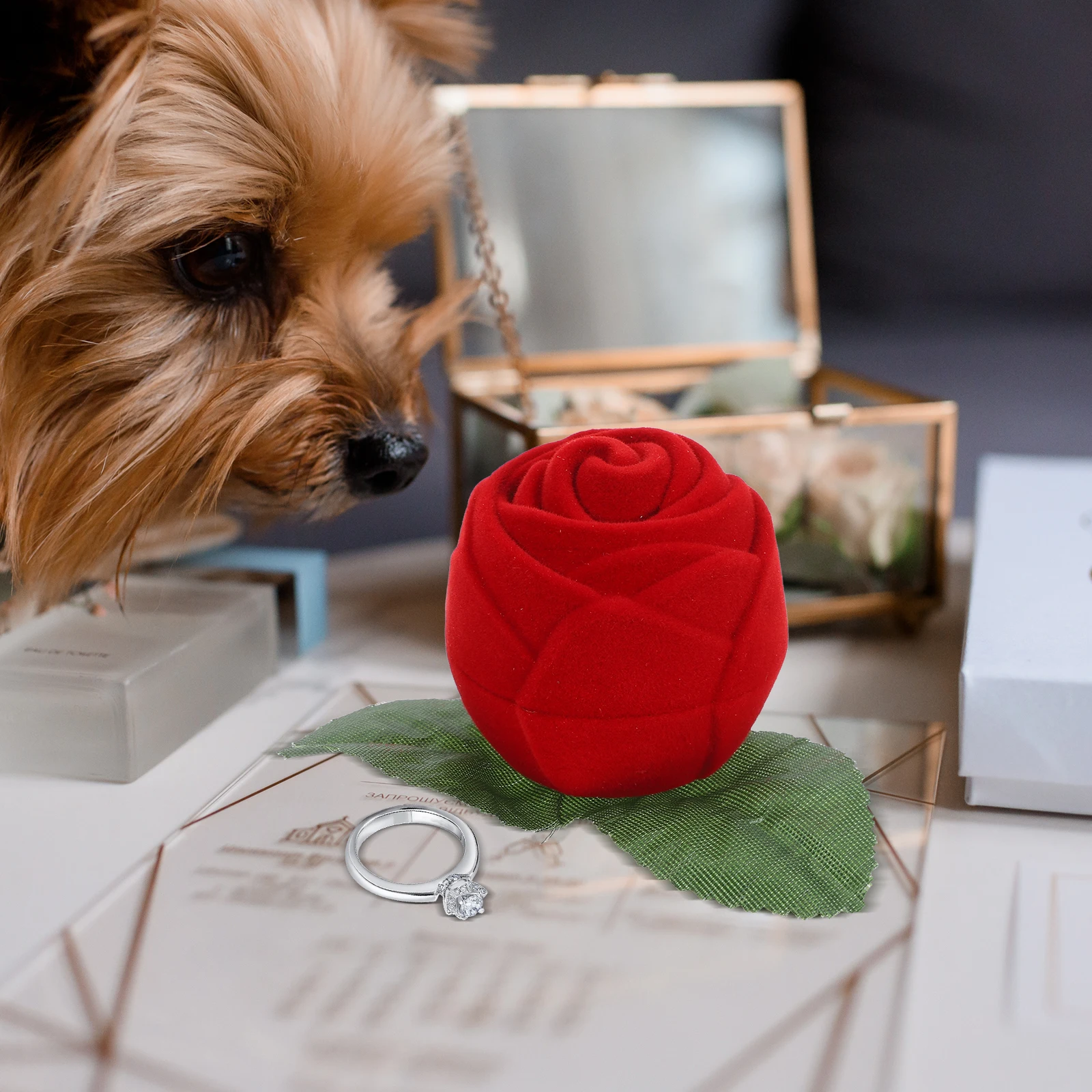 Engagement Ring Box for Proposal Valentine Jewelry Storage Wedding Ring Case Boxes Small Cube Protective Design