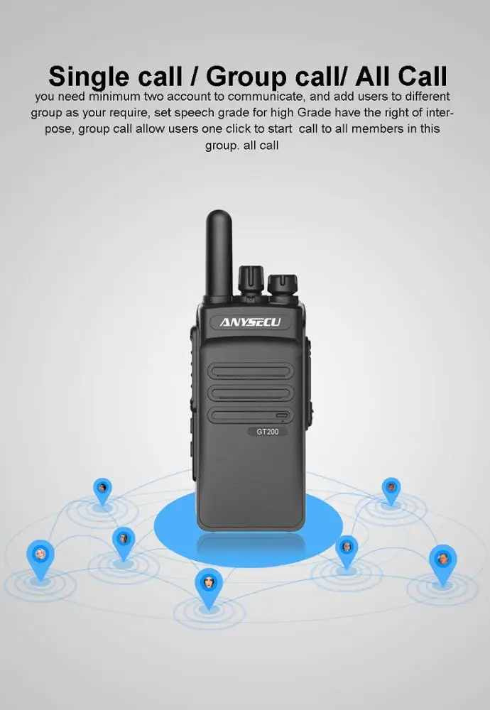 3G IP Walkie Talkie With Sim Card 3G-GT200 And Realptt Licences 500 Miles For Long Distance Communication