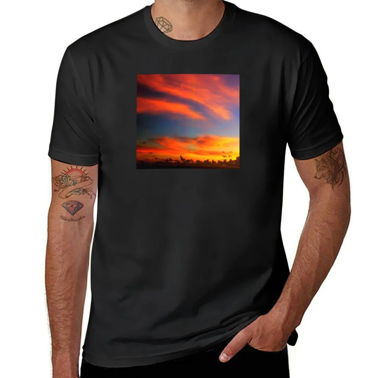 Tahiti South Pacific Sunset Art Photo T-Shirt plain boys whites summer tops mens plain t shirts