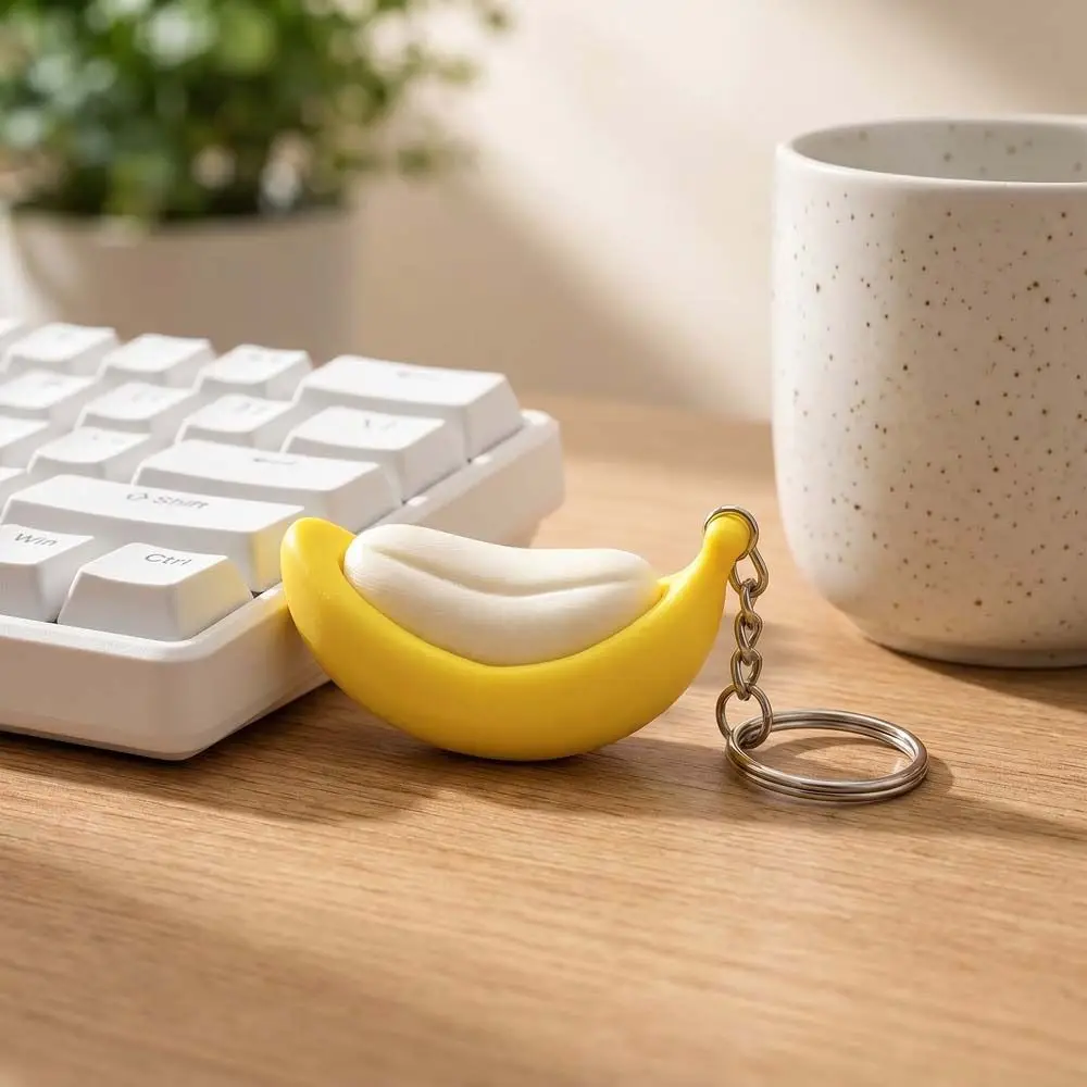 Simulation Banana Fidget Keychain Calming Bag Pendant Switch Clicker Fidget Sensory Funny Finger Button Pendant Anxiety