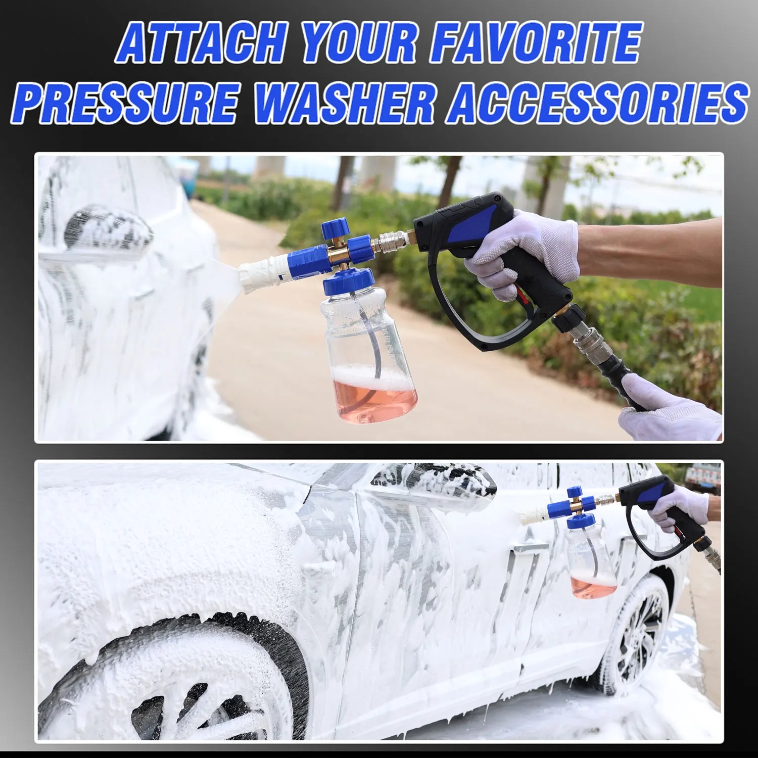 ROUE Snow Foam Lance Foamer Cannon Gun Soap Foam Generator High Pressure Car Washer Accessories For Karcher Nilfisk Parkside WAP