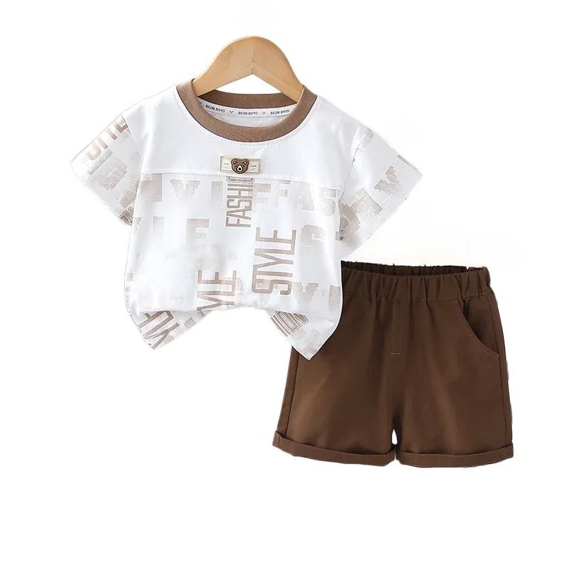 

New Summer Baby Clothes Suit Children Boys Letter T-Shirt Shorts 2Pcs/Set Toddler Clothing Infant Casual Costume Kids Tracksuits