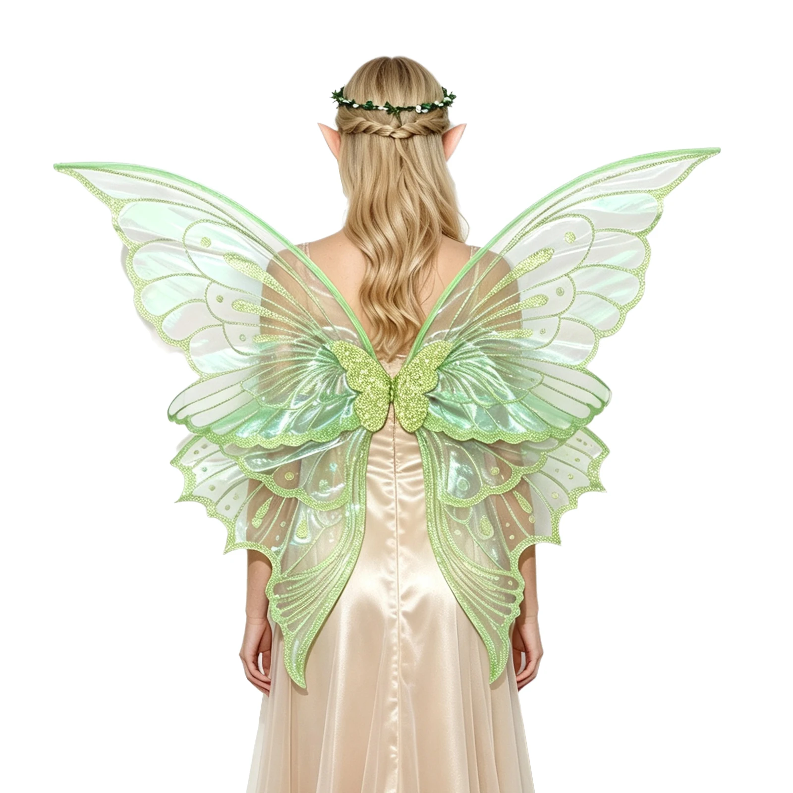 Adult Kids Halloween Fairy Cosplay Costume Butterfly Wings Garland Star Wand And Elf Ears for Party Performances 3