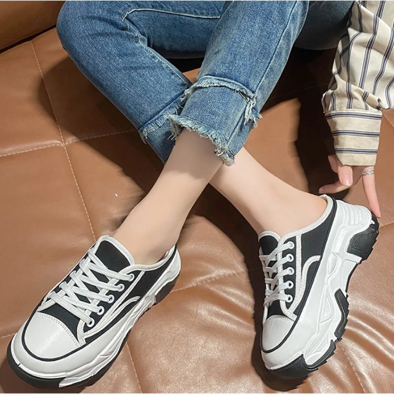 2023 Spring New Fashion Flat Sneakers Round Heel Casual Slippers Comfortable Versatile Sports Sandals Women Shoes Flip Flops