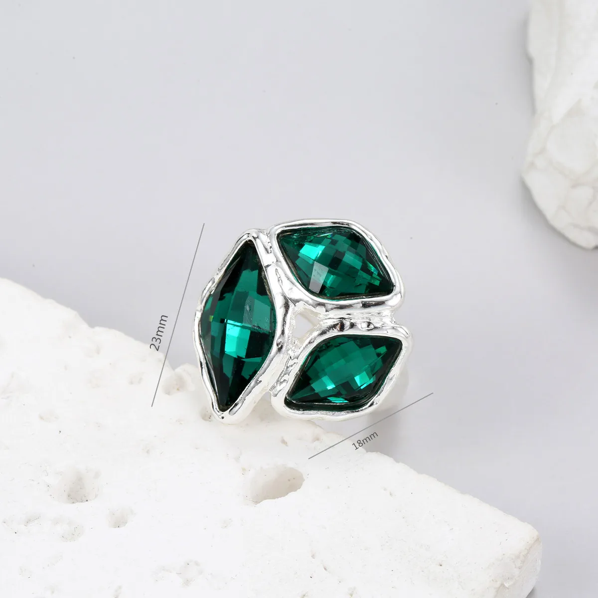 Anslow Fashion Jewelry Irregular Gold Color Rhomboid Crystal Elegant Lady Big Finger Ring Party Ball Accessories Christmas Gift