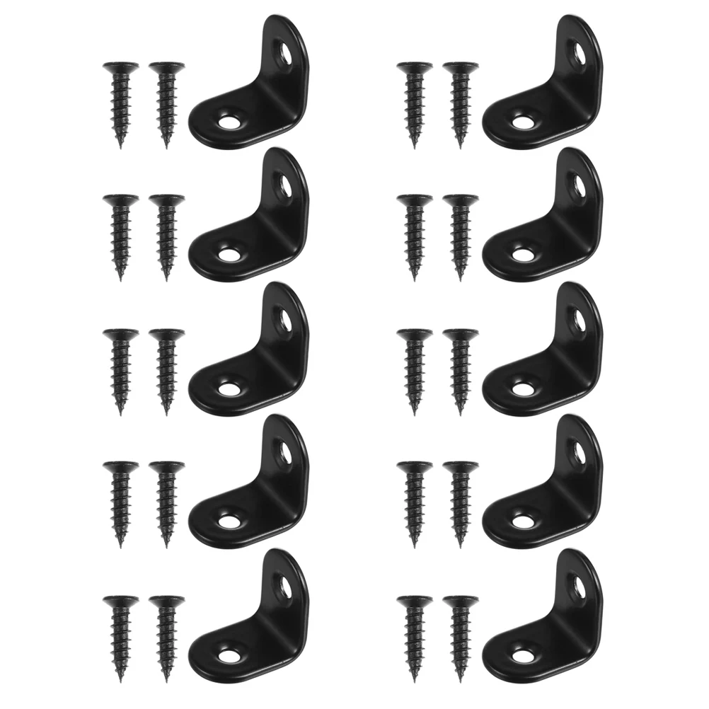 18 set Staffe angolari nere Accessori per mobili ad angolo retto in acciaio inossidabile Decorazione per mensola Hardware per staffa da 90 gradi
