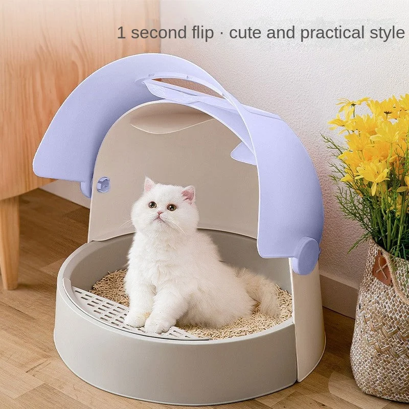 Cat Fully Closed Flip Type Cat Litter Basin Cats Toilet Litter Box WC Anti Splash Pet Supplies Cat Litter Basin