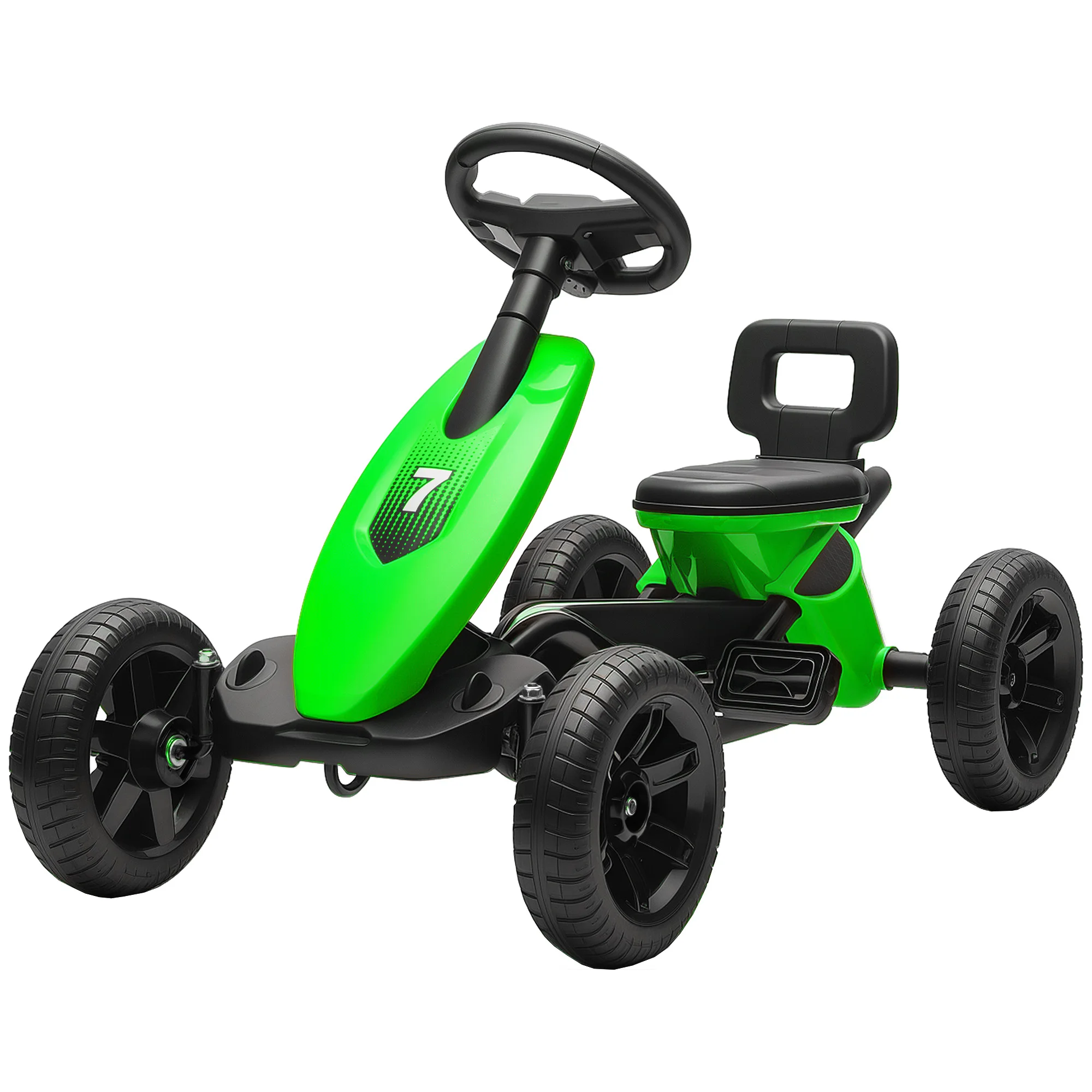 Kart a pedali per bambini, 2-5 anni, kart per bambini con ruote EVA silenziose, avanti e indietro, verde, kart giocattolo per bambini