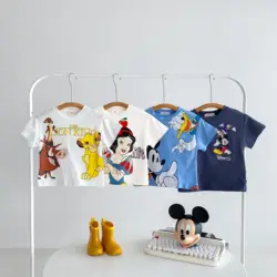 Disney Cartoon Mickey T-shirt For Children's Clothes Summer Short Sleeved Tops Tees Kids Boy's Clothing T Shirts Crewneck Blouse