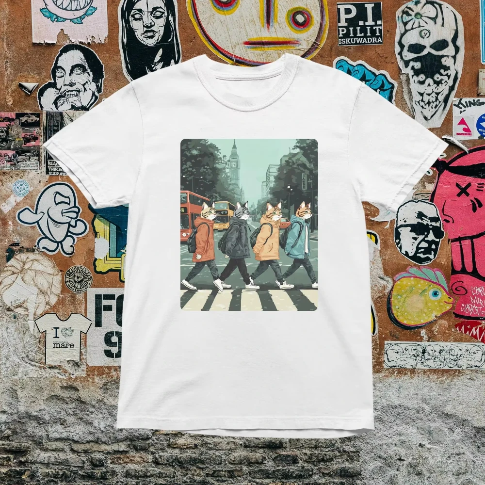 Camiseta de gato divertida con parodia musicalcamisetas Graficasropa de calle ريترو camisetas transpirables de manga corta