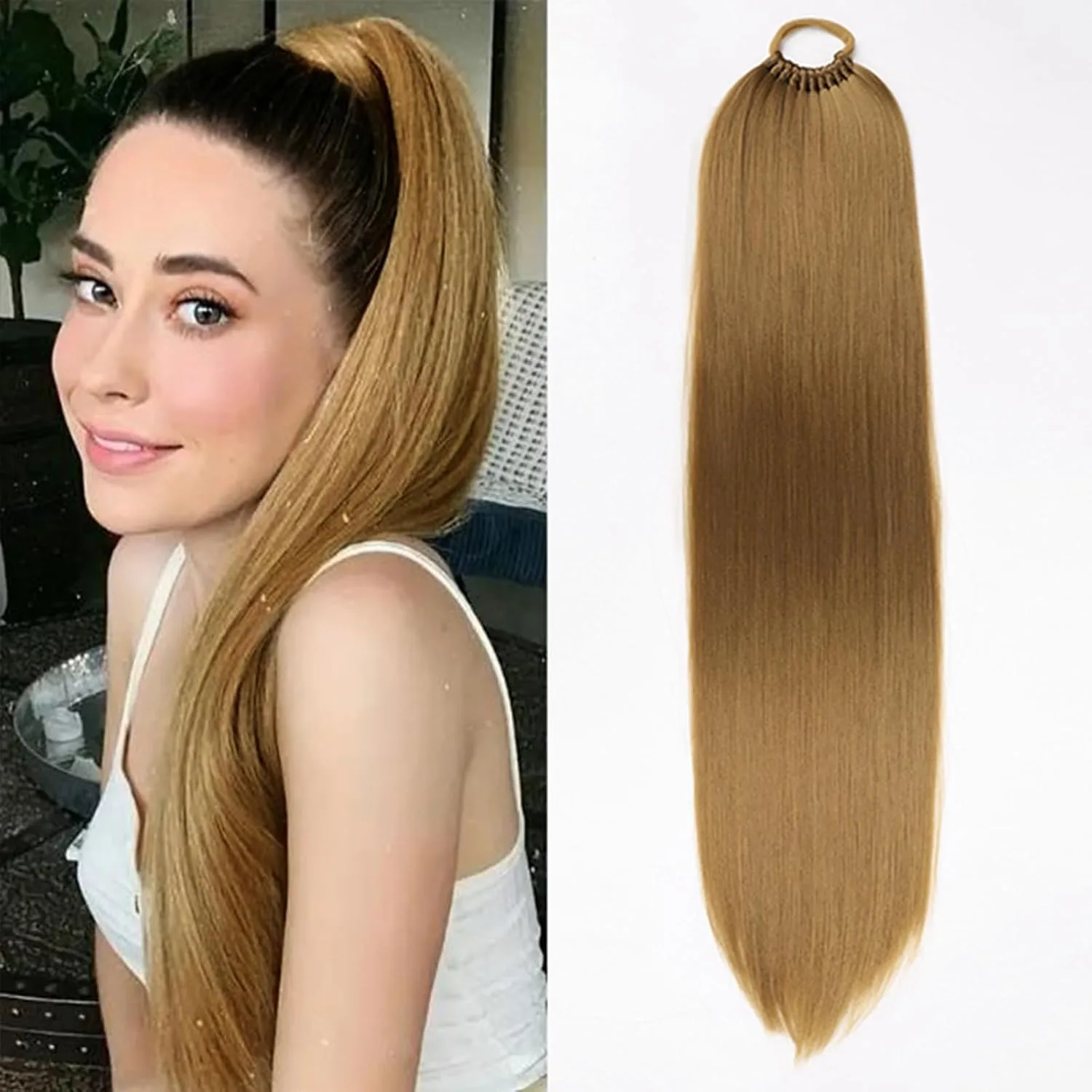 Synthetic 24 Inch Long Ponytail Extensions With Elastic Band Versatile DIY Braided Ponytail headband elastic rope ponytail 110g