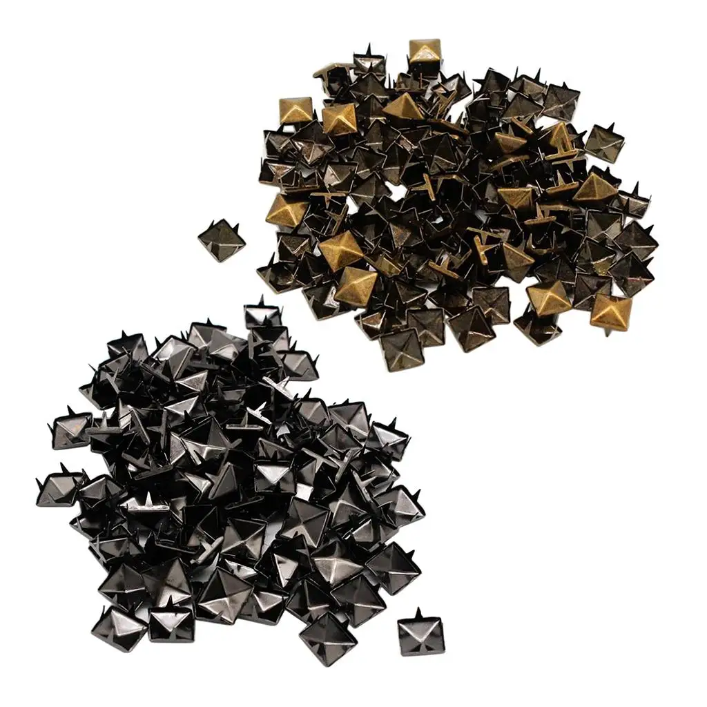 100 set di rivetti quadrati in metallo da 10 mm, orecchini a bottone per lavorazione della pelle, vestiti fai da te