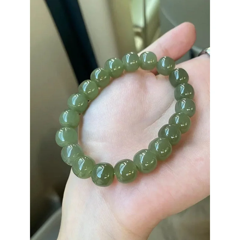 Fidelity Genuine Goods Hetian Jade Bottom Lake Green 9x10 White Bracelet Old