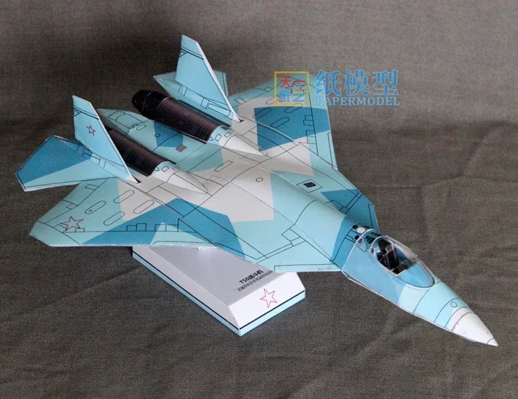 Russian T50 Stealth Fighter Paper Model Puzzle Hand-made Aviation Military Toy DIY Origami Non-finished Product