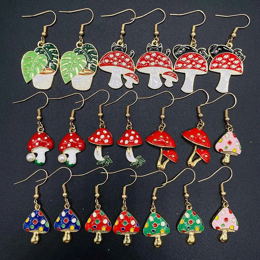 Fashion Sweet Mushroom Drop Dangle Earring  Cute Alloy Plant Shape Ear Pendant Fashion Jewelry Gifts for Women Girls
