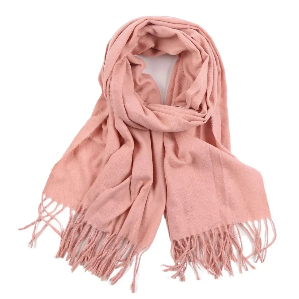 

Зимний теплый однотонный шарф из искусственного кашемира, длинная удобная шаль, утолщенная шаль для защиты шеи для женщин и девочек