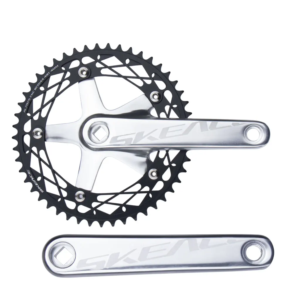 BOLANY Square Hole Alumniun Alloy Single Chainwheel Bicycle Crankset SKEACE 144BCD 165mm Integrated Fixed Gear Crankset