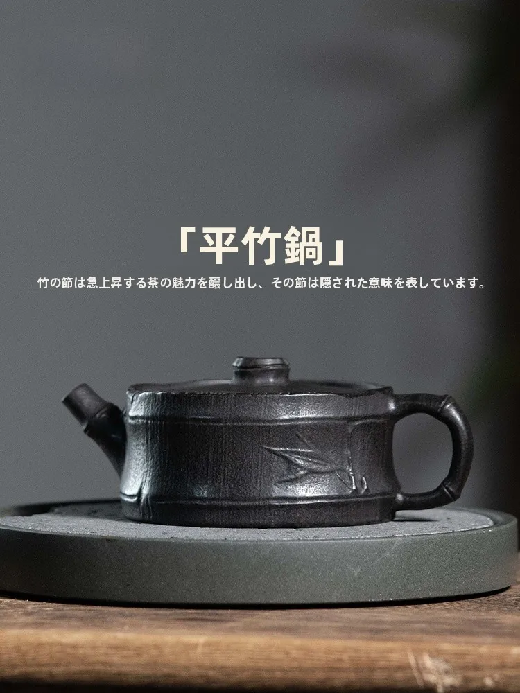 

Handmade Ice Quartz Flat Bamboo Node Teapot for Tea Brewing High-End Gift Gongfu Tea Ro Tea Brewing Tool Chinese Sle