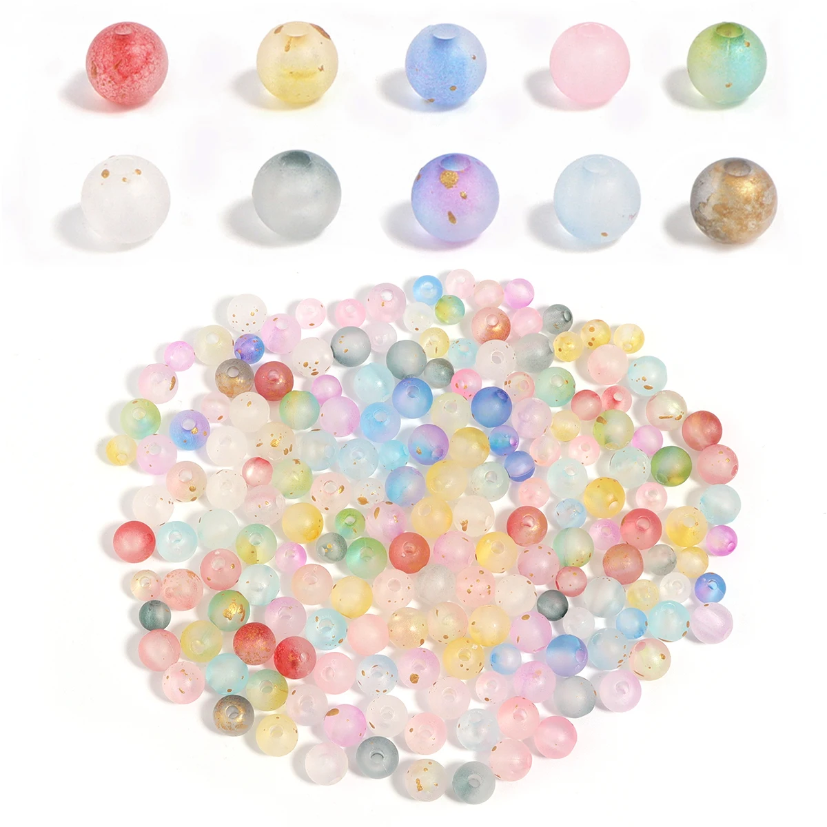 100-200 Stück 6/8mm Bunte Jelly-Runde Acrylperlen Lose Abstandsperlen für DIY Armband Halskette Schmuckherstellung Zubehör
