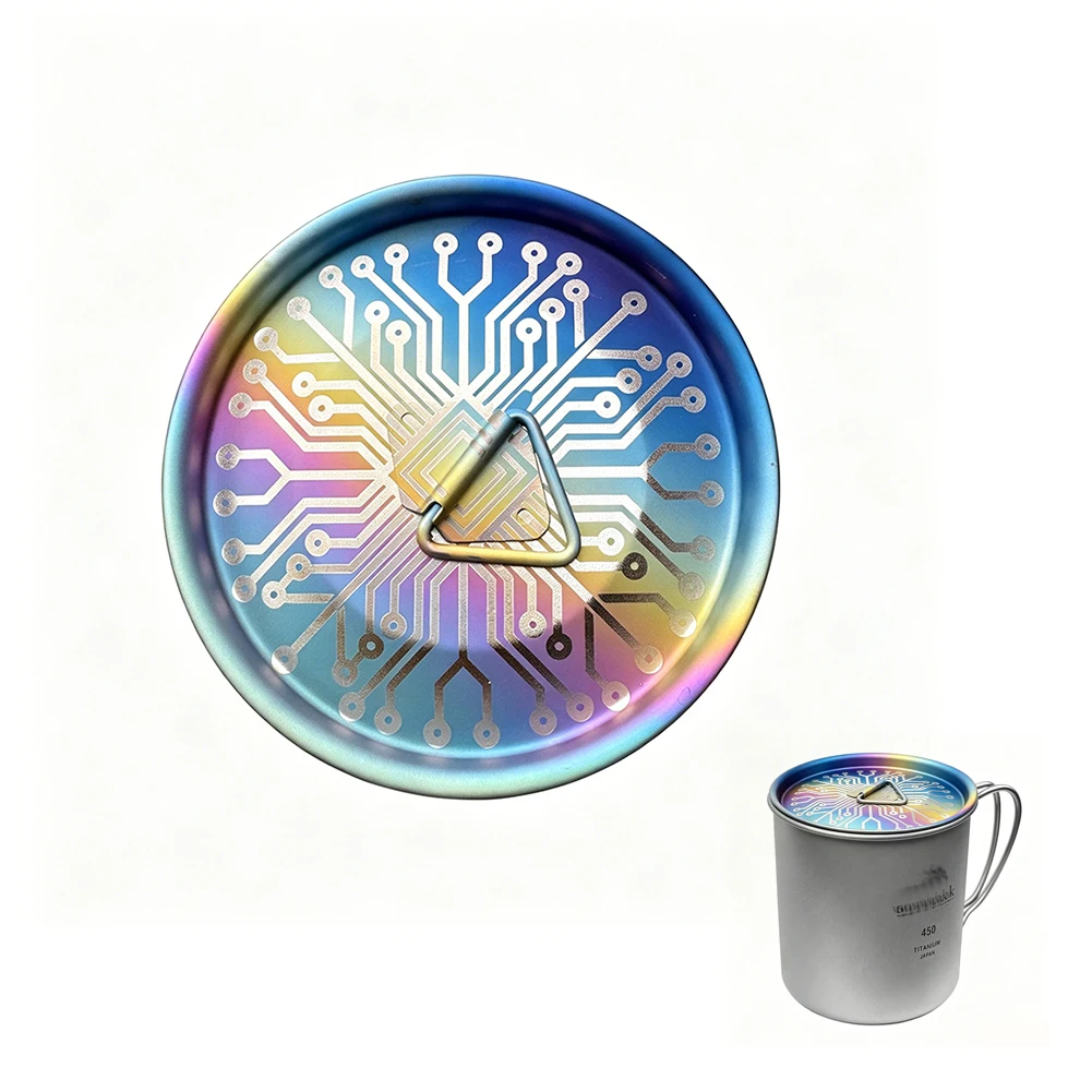 Tapa de Titanio Colorida para Tazas DIY - Tapa Compatible para Exteriores para Tazas de Camping de Titanio Snowpeak de 450 ml, Accesorios Personalizados
