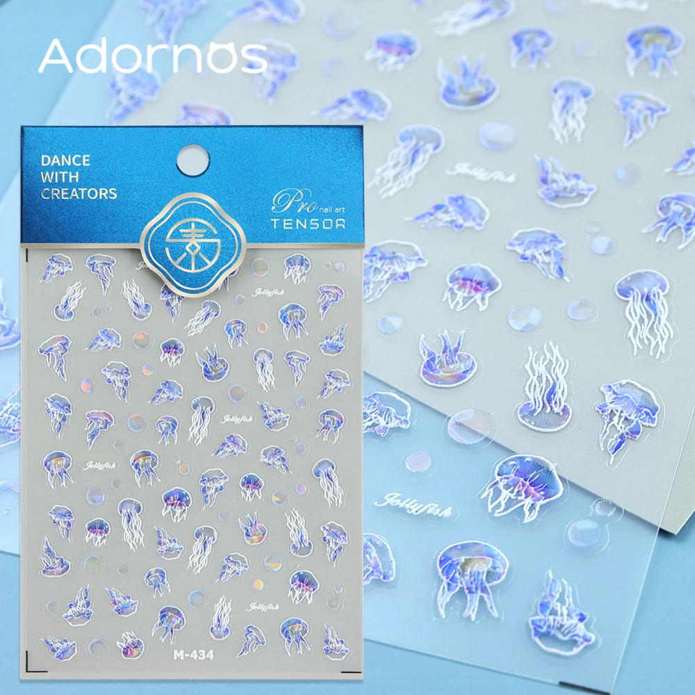 1Sheet Jellyfish Resin Sticker Epoxy Resin Filler Ocean Style Waves Sticker Scrapbooking DIY Crafts Tumbler Art Phonecase Making