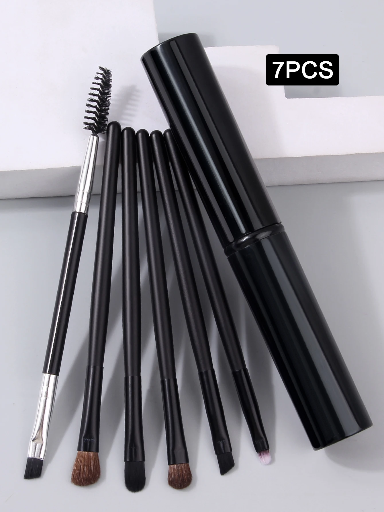 6PC Travel Mini Brush Set w/Storage Case - Soft Synthetic Contour/Powder/Lips/Eye/Brow Tools, Holiday Gift for Women