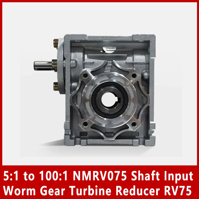 Eixo Entrada Worm Engrenagem Turbina Redutor Rv75 Eixo de Entrada 24 Milímetros Saída Buraco 28 Milímetros Manivela Turbina Redutor 5:1 a 100:1 Nmrv075