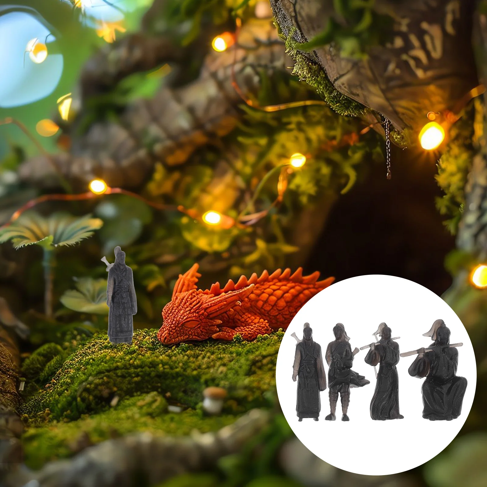 

4pcs Ancient Chinese Warrior Figure Figurines Exquisite Micro Landscape Decor For Bonsai Terrariums Miniature Garden Accessories