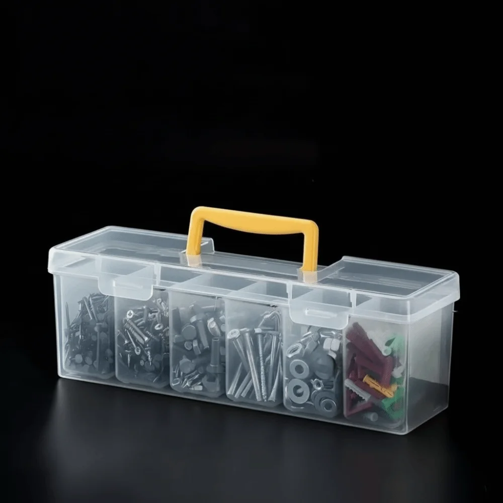 7pcs Multi-Compartment Tool Parts Storage Box Set 6 Small Boxes 1 Large Box Waterproof Transparent Portable Tool Organizer