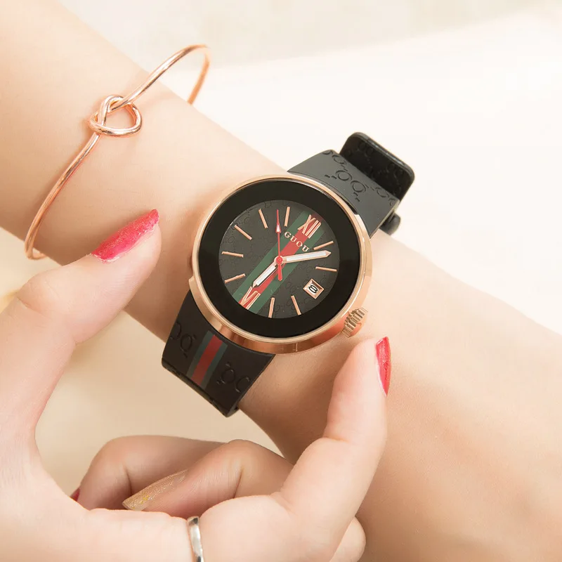 Women'S Watch With CalendarCeramic CaseLarge DialSilicone StrapCasual FashionableAnd Minimalist Design.Compact Women'S Watch.