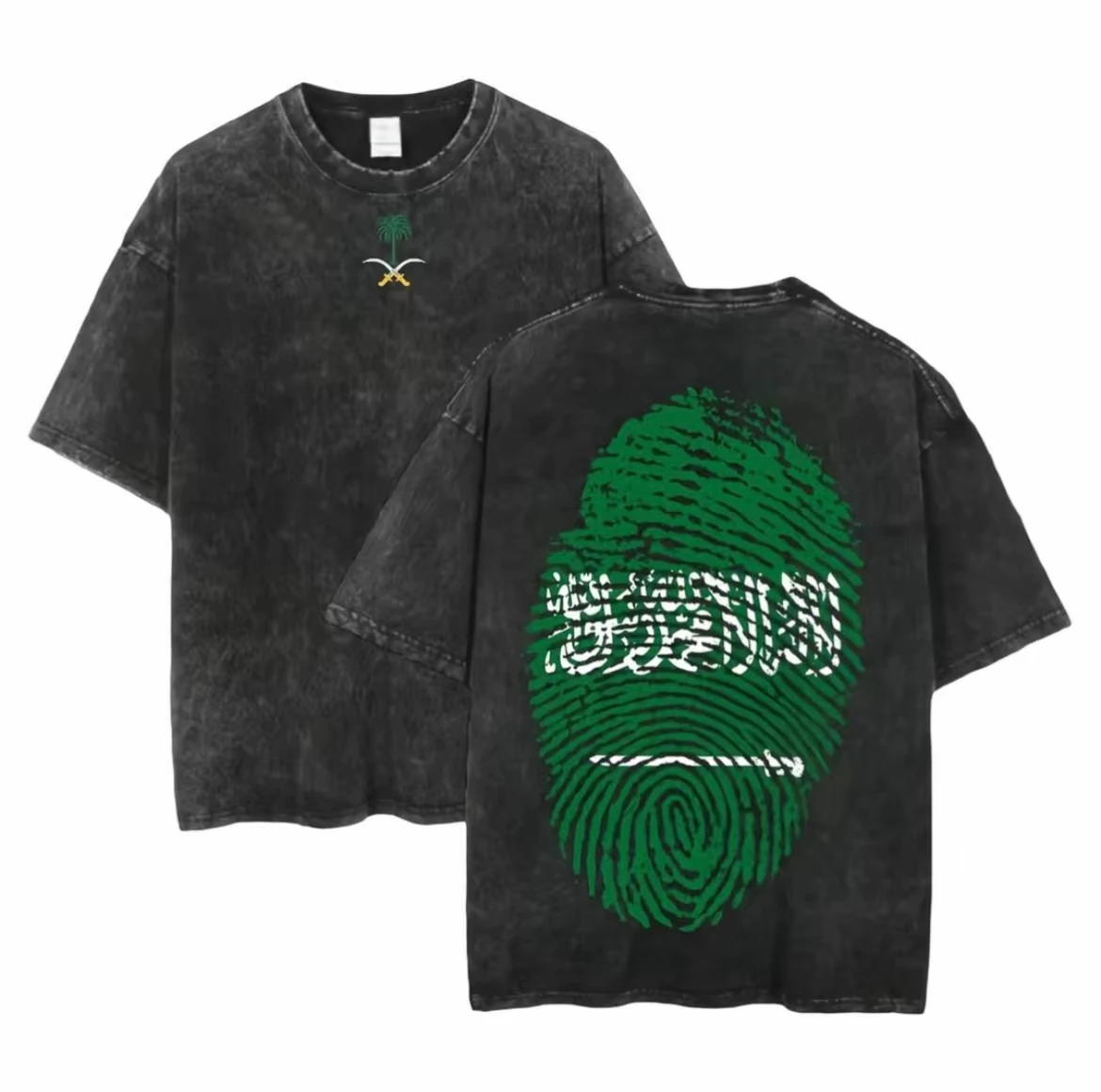 Saudi-Arabisches Nationalfeiertags-T-Shirt, Kurzarm-Oberteil, Eid Al-Fitr T-Shirt, Gewaschene T-Shirts, Sommer-Tops, Lässige Oberteile – Detail 3