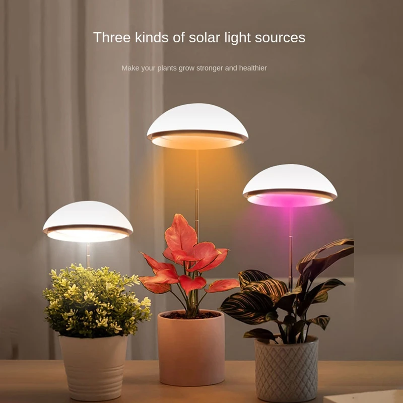 Luces de cultivo, luz LED de espectro completo para plantas, altura ajustable con temporizador de encendido/apagado automático 3/6/12H, 4 brillos regulables