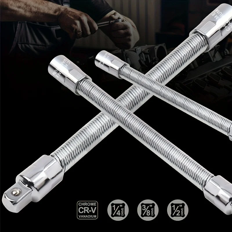 Flexibler Steckschlüssel-Verlängerungsstab 1/2" 1/4" 3/8" Anschlüsse für Ratsche aus Chrom-Vanadium-Legierungsstahl – Detail 3