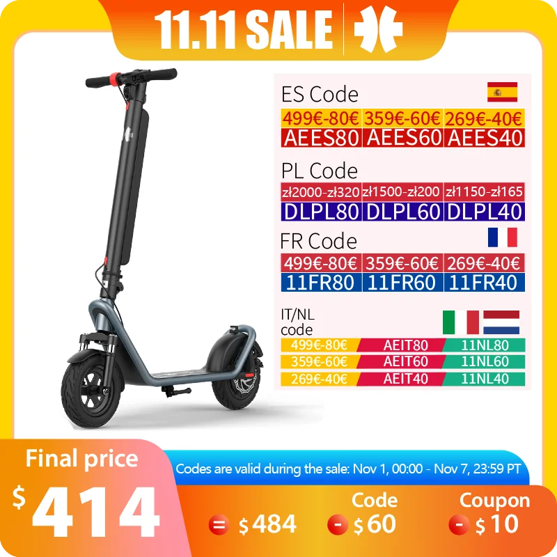 HAPPX X11 13AH Electric Scooter Powerful 450W 35KM/H Foldable Electric Kick Scooter 10 Inch Smart Escooter For Adults