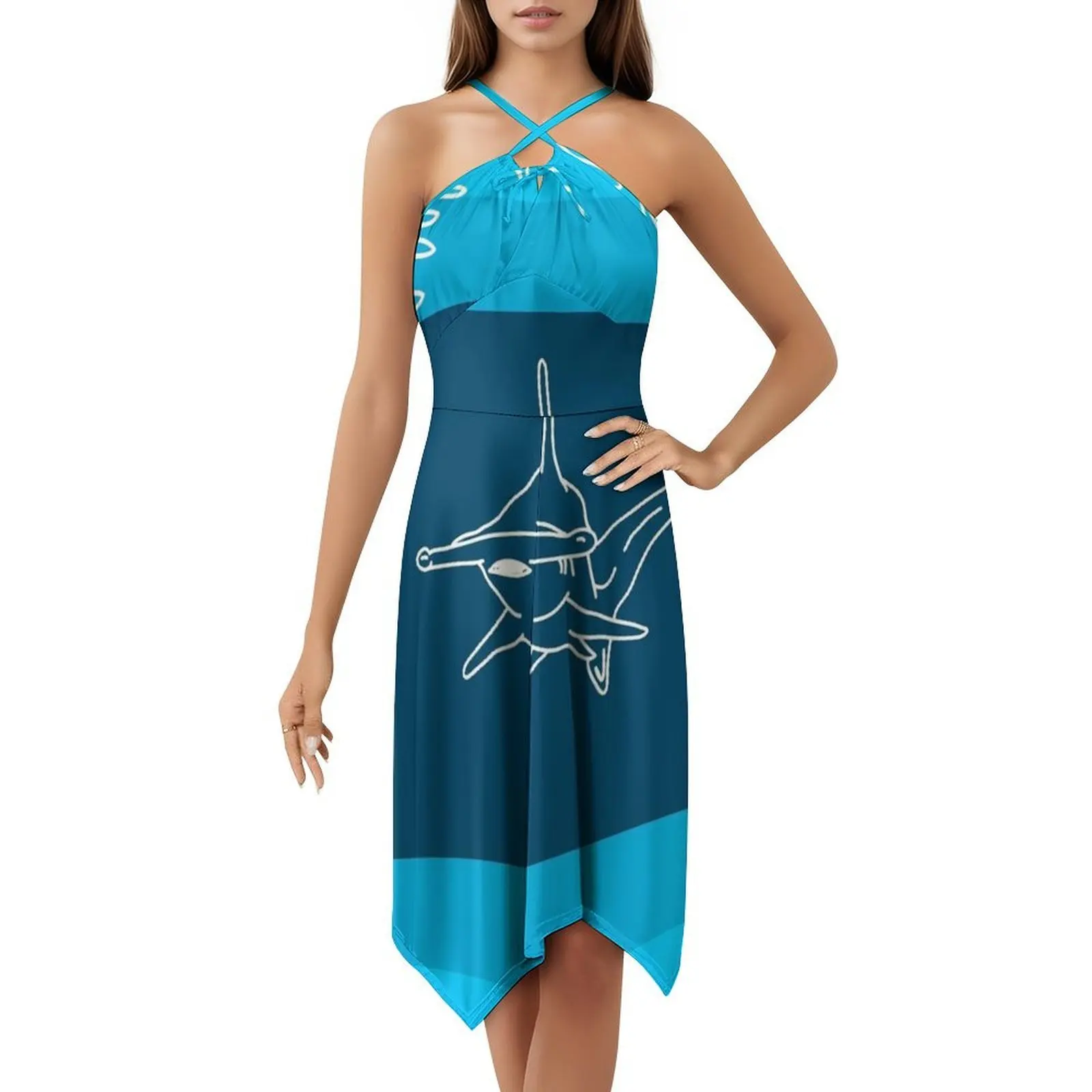 المطرقة القرش-البحر-الحب-الديكور-فن البحر-الحب للنساء ملابس الشارع الشهير فستان الحفلات العصرية طباعة نادي الملابس للإناث