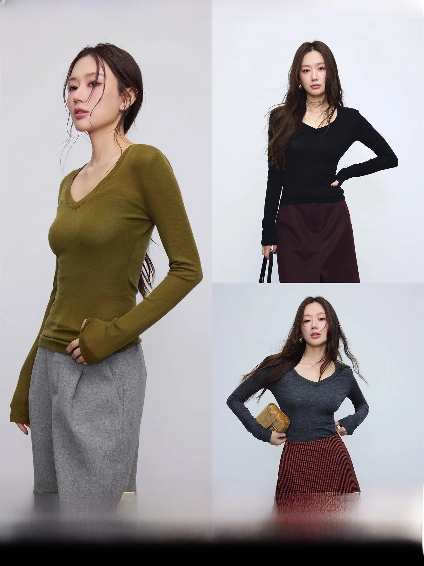 

Camelux Soft Gold Paper Person Knitted Australian High-stretch Sink-proof Merino 00 Wool Women's Casual Fit Long Sve V-...