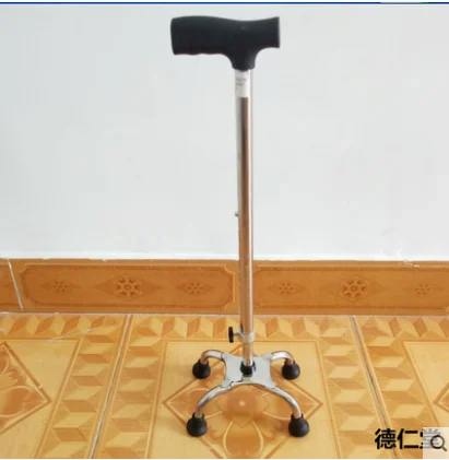 Elderly Walking Cane Retractable Four-Legged Lightweight Non-Slip Support Stick for Outdoor Use Handy Four-Corner Aid