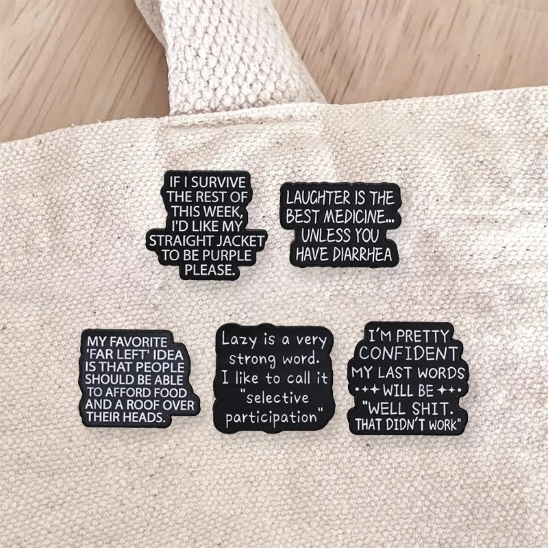 Lazy is Selective Participation Enamel Pins Funny Dark Humor Quote Brooch Lapel Badge Jewelry Gift for Meme Lover