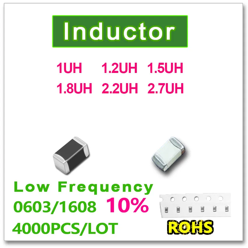 

JASNPROSMA 0603 1608 4000PCS SMD Multilayer Low Frequency Inductor 10% 1UH 1.2UH 1.5UH 1.8UH 2.2UH 2.7UH New high quality