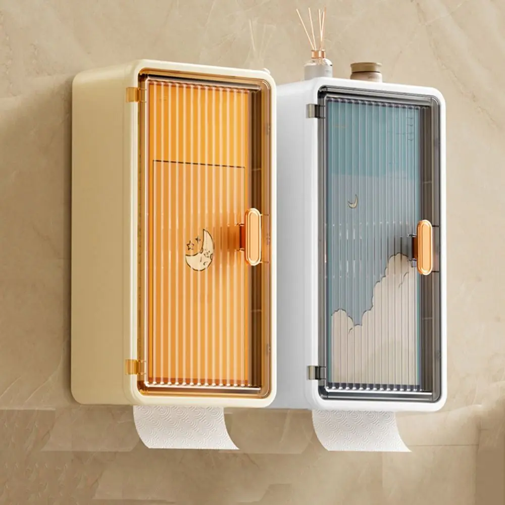 

Plastic Bathroom Storage Box Wall Mounted Waterproof Makeup Storage Holder Dustproof Large Capacity Extractable Tissue Box
