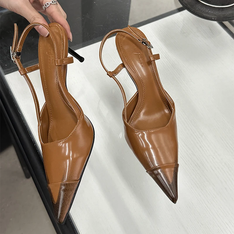

Runway Style Glitter Women Pumps Stiletto Women Summer Lady Sandals Genuine Leather Shoes For Women High Heels Party Prom Shoes