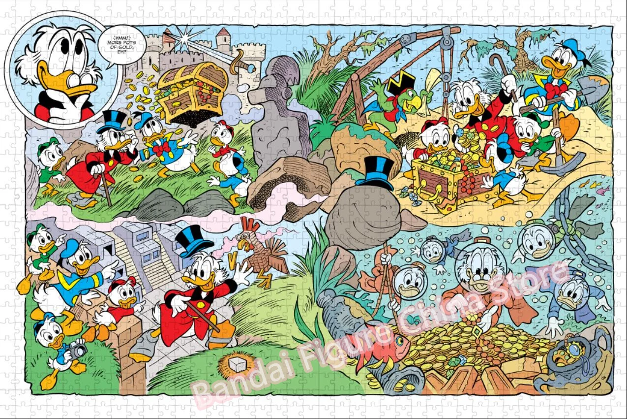 Game Toys Disney Cartoon Donald Duck Print 300/500/1000 Pieces Jigsaw Puzzle Uncle Scrooge Anime Puzzle for Kids Adult Gifts