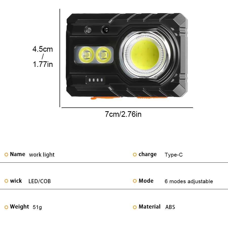 KDULIT EDC Induction Portable Flashlight USB Rechargeable Floodlight with Tail Magnet/Pen Clip Outdoor Camping Working Lantern