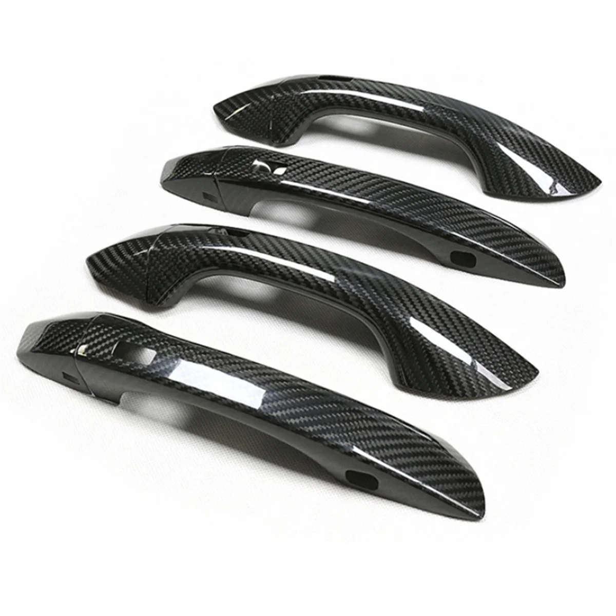 Car Exterior Doors Handle Cover Trim for Audi A6 C8 S6 RS6 Q6 E-Tron Carbon Fiber with Auxiliary Hole Door Handle