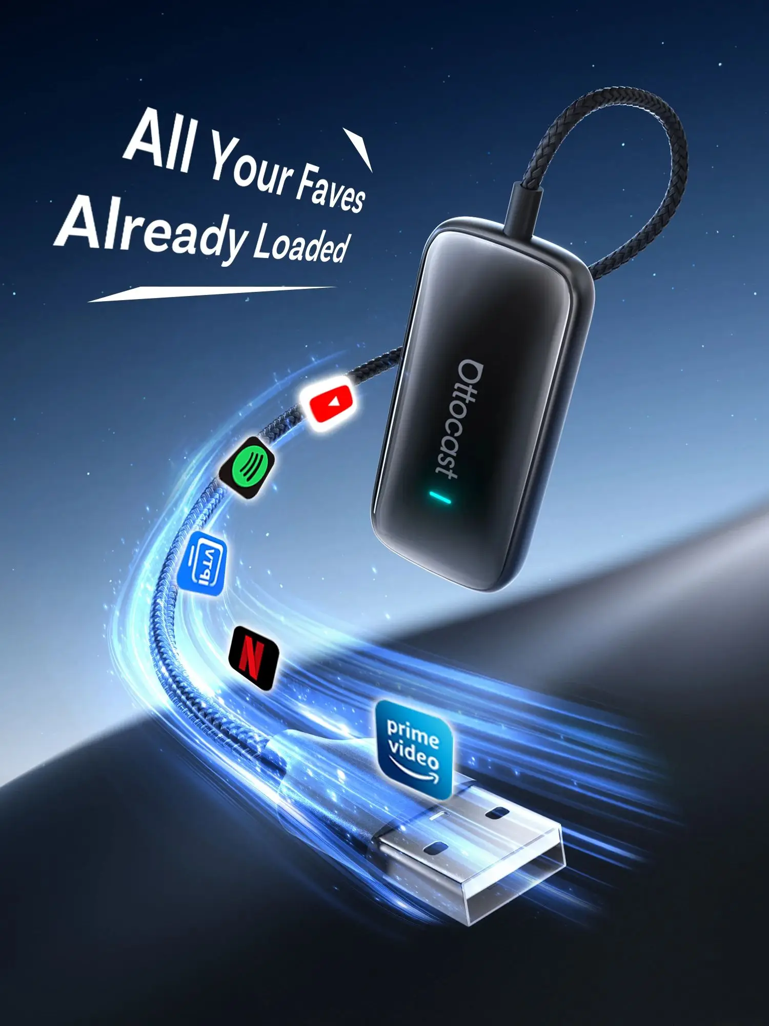 Ottocast Play2Video Ultra Mini Dot WiFi6 AI Box Carplay Adapter Android Auto Media Player YouTube Netflix Apps installeren voor Audi - afbeelding 2