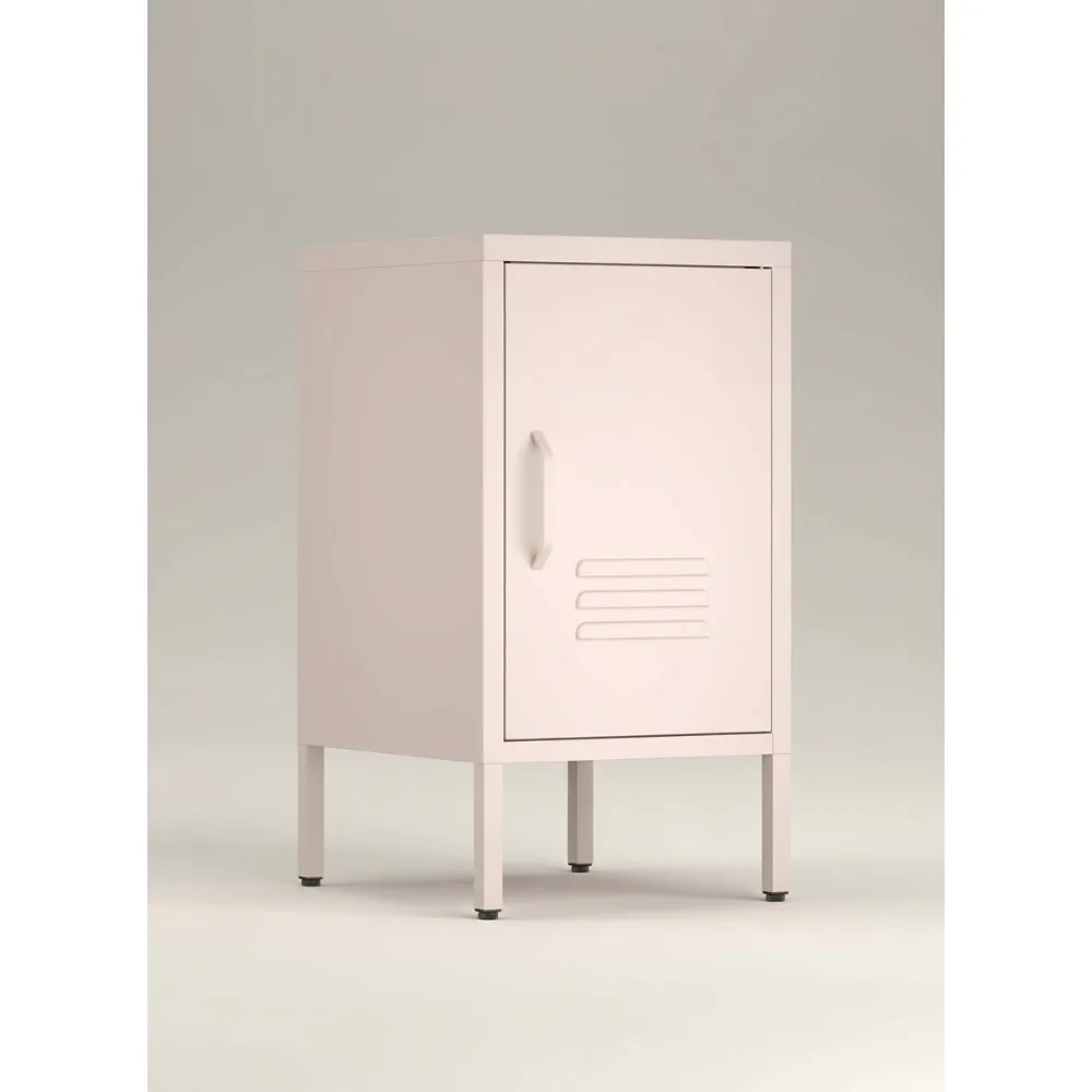 

Pink Metal Storage Cabinet with Adjustable Shelves, Versatile Locker Nightstand for Bedroom Living Room