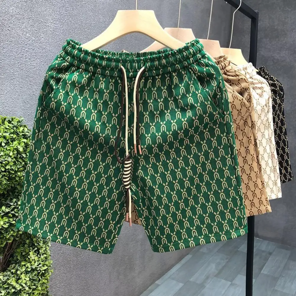 Heren shorts met elastische taille Stijlvolle heren elastische taille zomershorts met verstelbare trekkoorden Zakken Casual voor streetwear