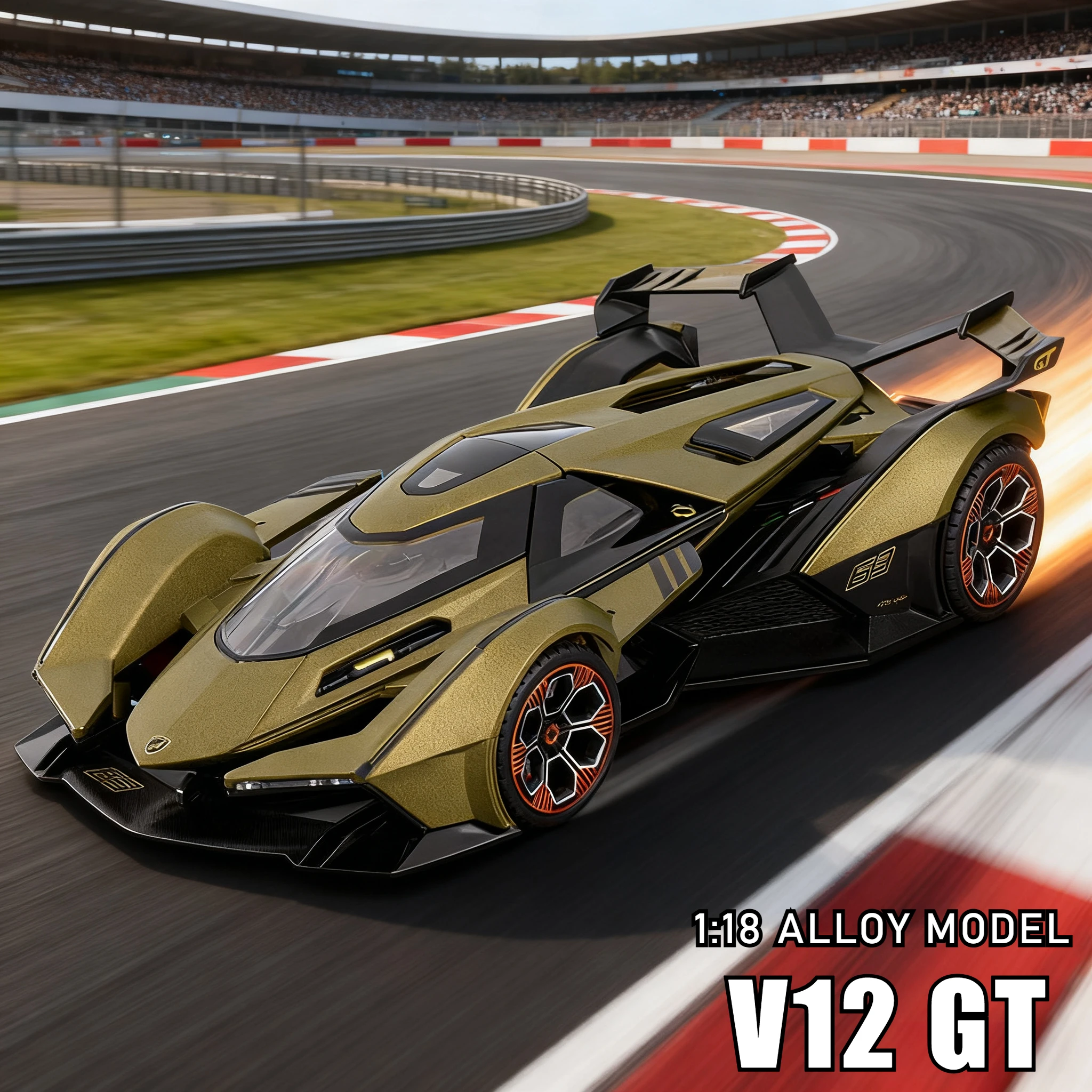 

1:18 V12 GT суперкар, модель автомобиля из сплава, литая под давлением металлическая декоративная модель игрушечного транспортного средства, имитация звука, свет, коллекция, подарки для детей