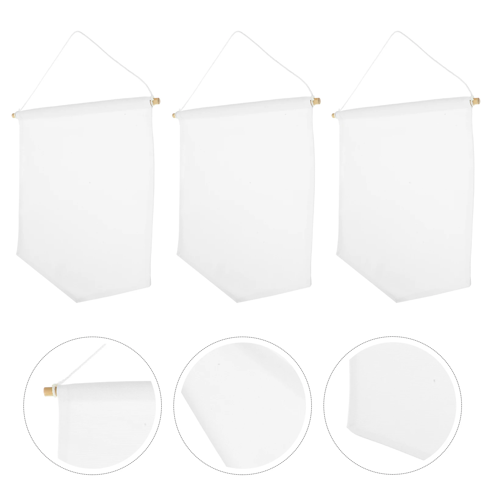 

3Pcs Canvas Pennant Flags for Pin Display Wall Decor Quality Stitching Blank Banner Teaching Tools Art Supplies